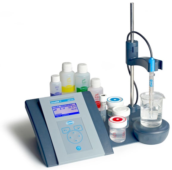 Sension+ MM340 GLP Laboratory pH and ISE Meter with Electrode Stand, Magnetic Stirrer and Accessories with Electrode for Low Ionic Strength Samples