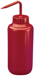 Bottle, Wash, Red, Wide Mouth, 500 mL, 6/pk